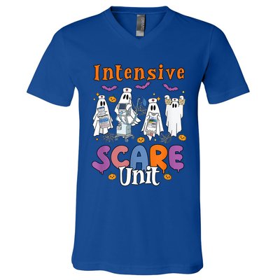 Intensive Scare Unit Icu Boo Crew Funny Nicu Picu Nurse Tech V-Neck T-Shirt