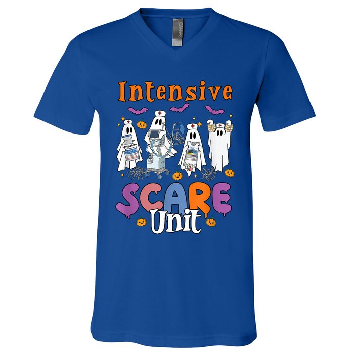 Intensive Scare Unit Icu Boo Crew Funny Nicu Picu Nurse Tech V-Neck T-Shirt