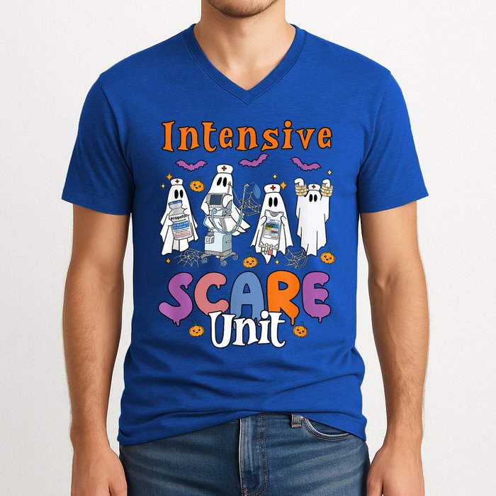 Intensive Scare Unit Icu Boo Crew Funny Nicu Picu Nurse Tech V-Neck T-Shirt