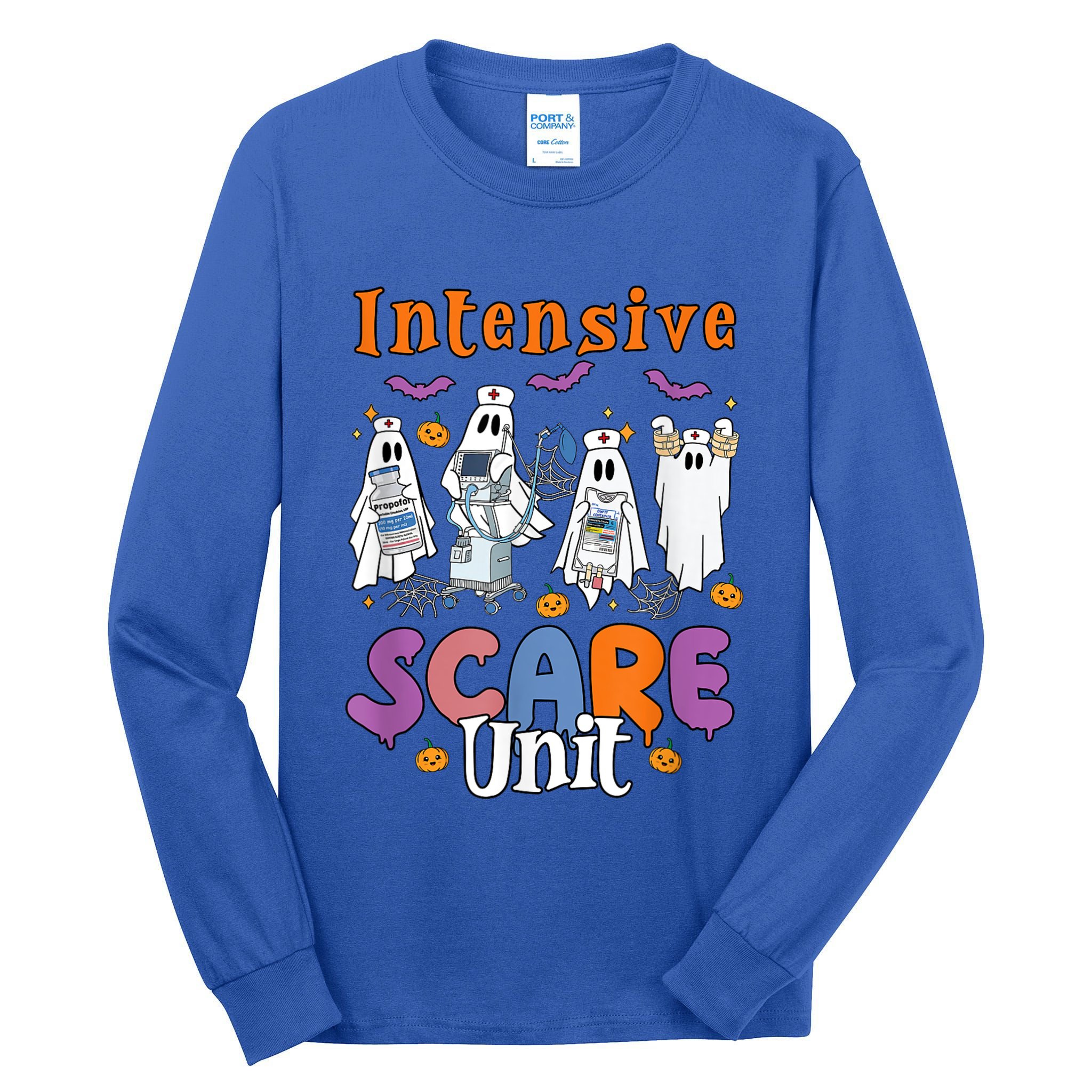 Intensive Scare Unit Icu Boo Crew Funny Nicu Picu Nurse Tech Tall Long Sleeve T-Shirt