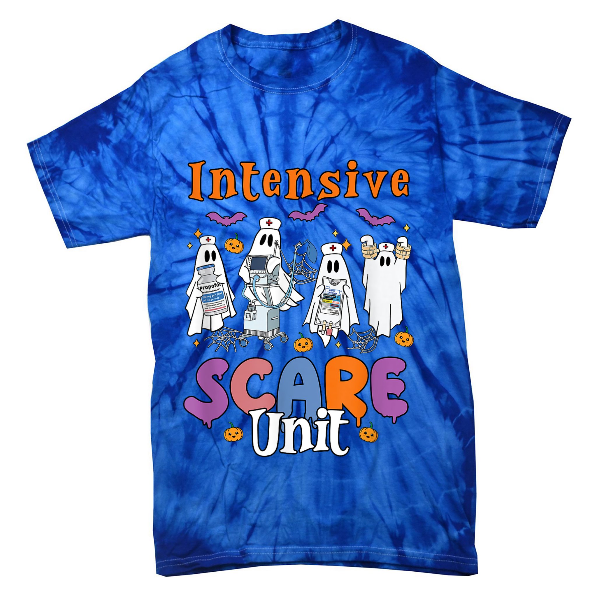 Intensive Scare Unit Icu Boo Crew Funny Nicu Picu Nurse Tech Tie-Dye T-Shirt