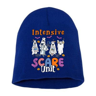 Intensive Scare Unit Icu Boo Crew Funny Nicu Picu Nurse Tech Short Acrylic Beanie