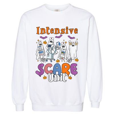 Intensive Scare Unit Icu Boo Crew Funny Nicu Picu Nurse Tech Garment-Dyed Sweatshirt