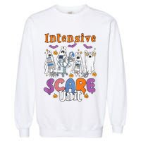 Intensive Scare Unit Icu Boo Crew Funny Nicu Picu Nurse Tech Garment-Dyed Sweatshirt