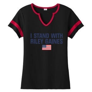 I Stand With Riley Gaines Us Swimmer Save Sports American Flag Ladies Halftime Notch Neck Tee