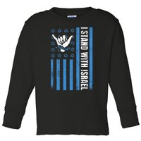 I Stand With Israel Pray For Israel US and Israel Flag Toddler Long Sleeve Shirt