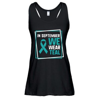 In September We Wear Teal Cervical Ovarian Cancer Awareness Ladies Essential Flowy Tank