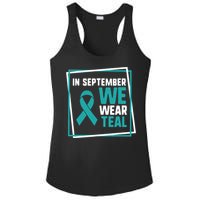 In September We Wear Teal Cervical Ovarian Cancer Awareness Ladies PosiCharge Competitor Racerback Tank