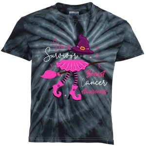 I’m Survivor Witch Breast Cancer Pink Ribbon Halloween Kids Tie-Dye T-Shirt