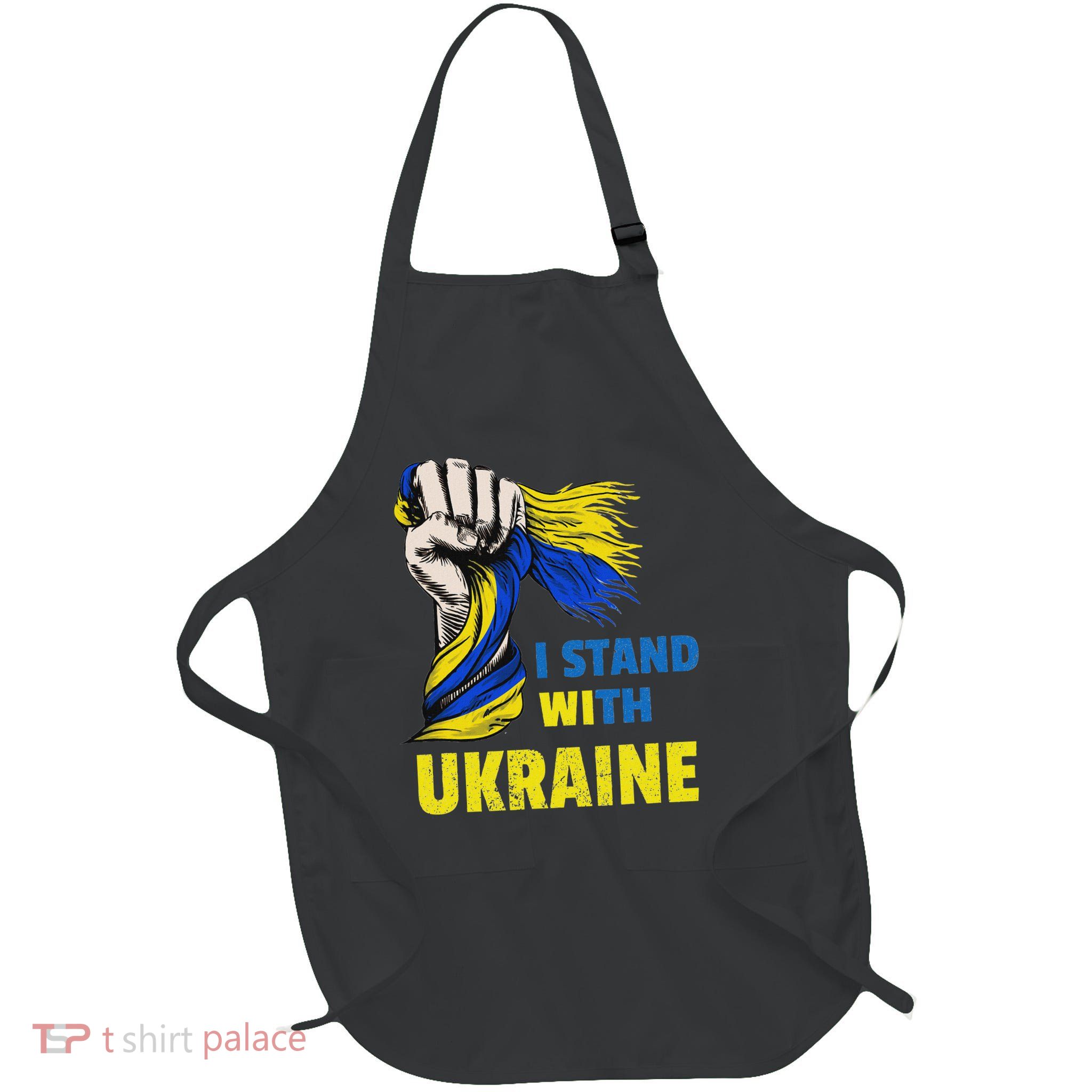 I Stand With Ukraine, Stay Strong Ukraine, Support Ukraine Full-Length Apron With Pockets