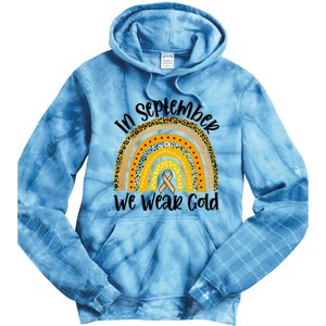 In September We Wear Gold Rainbow Hood Cancer Awareness Gift Tie Dye Hoodie