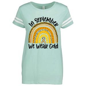 In September We Wear Gold Rainbow Hood Cancer Awareness Gift Enza Ladies Jersey Football T-Shirt