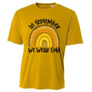 In September We Wear Gold Rainbow Hood Cancer Awareness Gift Cooling Performance Crew T-Shirt