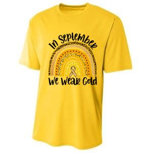 In September We Wear Gold Rainbow Hood Cancer Awareness Gift Performance Sprint T-Shirt