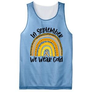 In September We Wear Gold Rainbow Hood Cancer Awareness Gift Mesh Reversible Basketball Jersey Tank