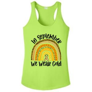 In September We Wear Gold Rainbow Hood Cancer Awareness Gift Ladies PosiCharge Competitor Racerback Tank