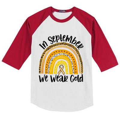 In September We Wear Gold Rainbow Hood Cancer Awareness Gift Kids Colorblock Raglan Jersey