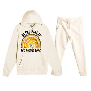 In September We Wear Gold Rainbow Hood Cancer Awareness Gift Premium Hooded Sweatsuit Set