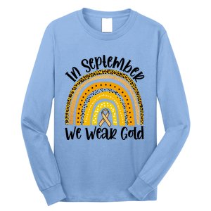 In September We Wear Gold Rainbow Hood Cancer Awareness Gift Long Sleeve Shirt