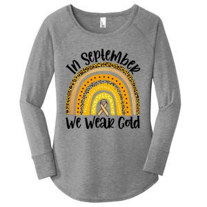 In September We Wear Gold Rainbow Hood Cancer Awareness Gift Women's Perfect Tri Tunic Long Sleeve Shirt