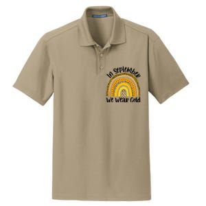 In September We Wear Gold Rainbow Hood Cancer Awareness Gift Dry Zone Grid Polo