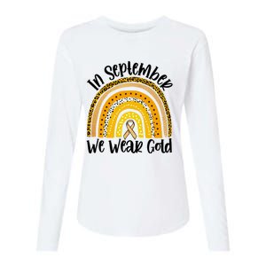 In September We Wear Gold Rainbow Hood Cancer Awareness Gift Womens Cotton Relaxed Long Sleeve T-Shirt