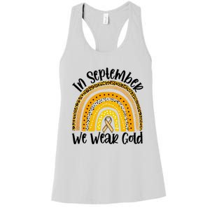 In September We Wear Gold Rainbow Hood Cancer Awareness Gift Women's Racerback Tank