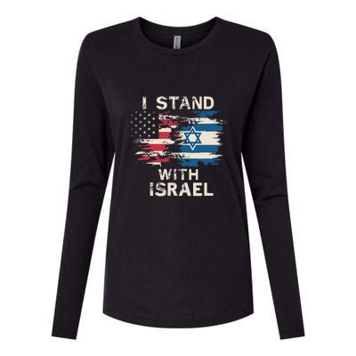 I Stand With Israel Patriotic Womens Cotton Relaxed Long Sleeve T-Shirt