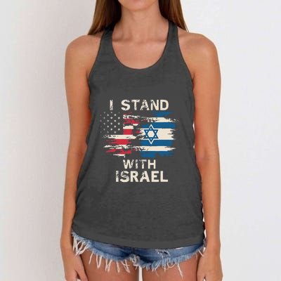 I Stand With Israel Patriotic Women's Knotted Racerback Tank