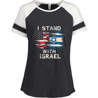 I Stand With Israel Patriotic Enza Ladies Jersey Colorblock Tee