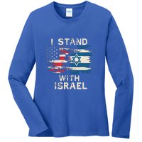 I Stand With Israel Patriotic Ladies Long Sleeve Shirt