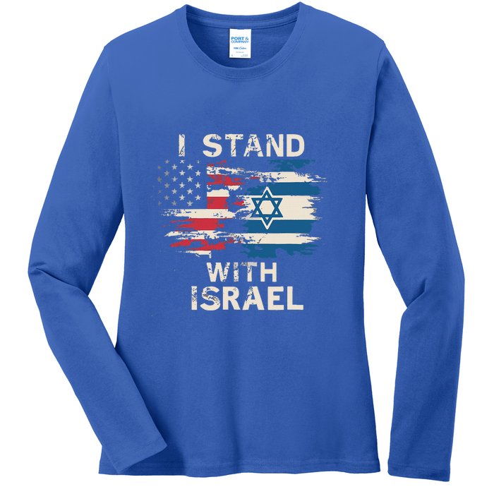 I Stand With Israel Patriotic Ladies Long Sleeve Shirt