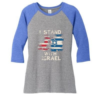 I Stand With Israel Patriotic Women's Tri-Blend 3/4-Sleeve Raglan Shirt