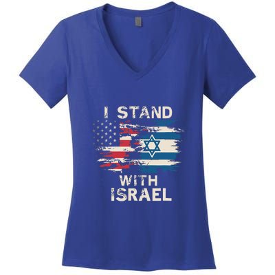 I Stand With Israel Patriotic Women's V-Neck T-Shirt