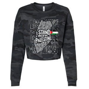 i stand with palestine quote a free palestine design Cropped Pullover Crew