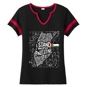 i stand with palestine quote a free palestine design Ladies Halftime Notch Neck Tee