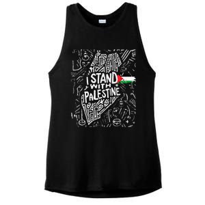 i stand with palestine quote a free palestine design Ladies PosiCharge Tri-Blend Wicking Tank