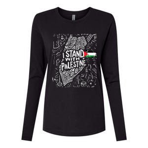 i stand with palestine quote a free palestine design Womens Cotton Relaxed Long Sleeve T-Shirt