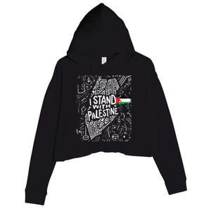 i stand with palestine quote a free palestine design Crop Fleece Hoodie