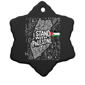 i stand with palestine quote a free palestine design Ceramic Star Ornament