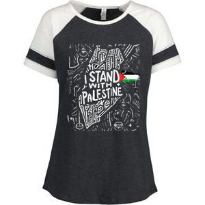 i stand with palestine quote a free palestine design Enza Ladies Jersey Colorblock Tee