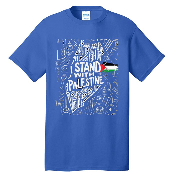 i stand with palestine quote a free palestine design Tall T-Shirt