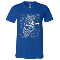 i stand with palestine quote a free palestine design V-Neck T-Shirt