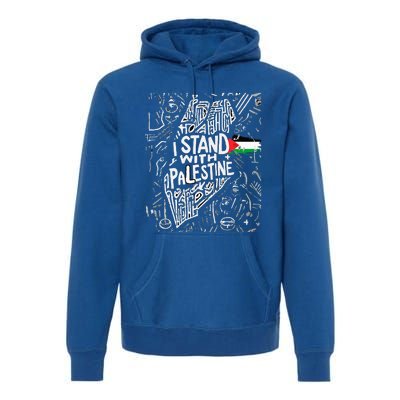 i stand with palestine quote a free palestine design Premium Hoodie