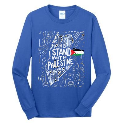 i stand with palestine quote a free palestine design Tall Long Sleeve T-Shirt