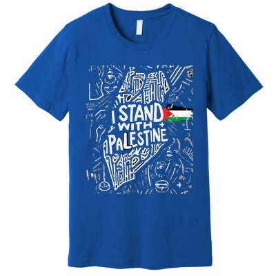 i stand with palestine quote a free palestine design Premium T-Shirt