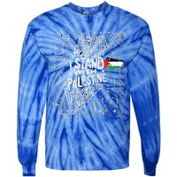 i stand with palestine quote a free palestine design Tie-Dye Long Sleeve Shirt