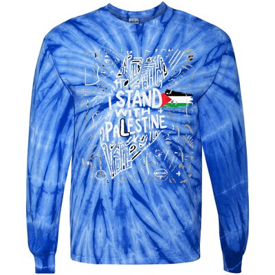 i stand with palestine quote a free palestine design Tie-Dye Long Sleeve Shirt