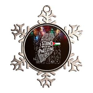 i stand with palestine quote a free palestine design Metallic Star Ornament