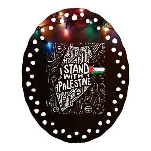 i stand with palestine quote a free palestine design Ceramic Oval Ornament